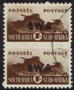 SOUTH WEST AFRICA 1943 BANTAM WAR EFFORT 1/- PAIR LARGE SWA OVERPRINT