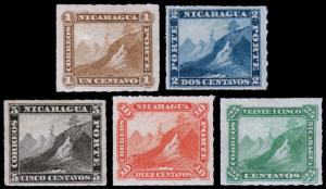 Nicaragua Scott 8-12 (1878-80) Mint H F-VF Complete Set, CV $59.00 B