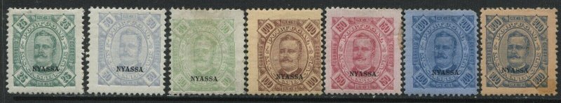 Nyassa 1898 various values to 300 reis mint o.g. hinged