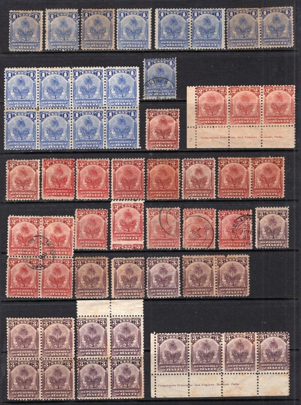 Haiti 1898 Coat of Arms Specialized Group 105 Stamps Mint-Used Many Multiples