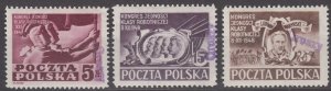 Poland 1950 Groszy overprint on Scott #445-447 MH