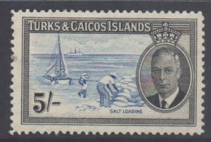 Turks Caicos Scott 116 - SG232, 1950 George VI 5/- MH*