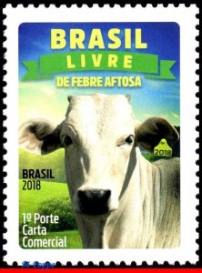 3375 BRAZIL 2018 FOOTH-AND-MOUTH DISEASE, VACCINATION NELLORE OX, MNH + BROCHURE