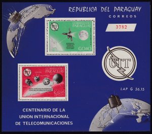 Sc# 900a Paraguay 1965 UIT perf s/s souvenir sheet MNH CV $22.50