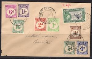 GILBERT & ELLICE IS. SGD1/8 1940 POSTAGE DUE SET FINE USED ON COVER