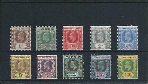 LEEWARD IS 1907-11 SET OF TEN  MM SG 36/45 CAT £130