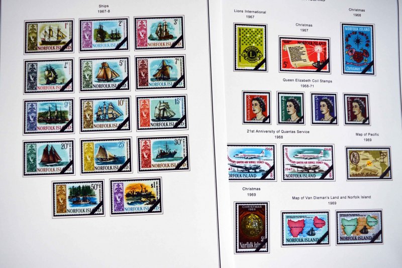 COLOR PRINTED NORFOLK ISLAND 1947-2010 STAMP ALBUM PAGES (129 illustrated pages)