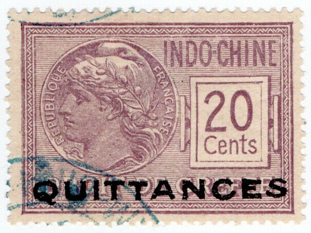 (I.B) France Colonial Revenue : Indo-China Quittances 20c (overprint)