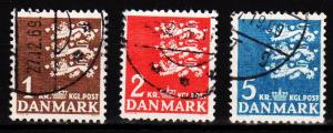 Denmark -  #297 - 299 State Seal (set of 3) - Used
