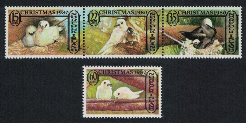 Norfolk Tropic Birds Terns Noddy Christmas strip of 3v 1980 MNH SC#273-276