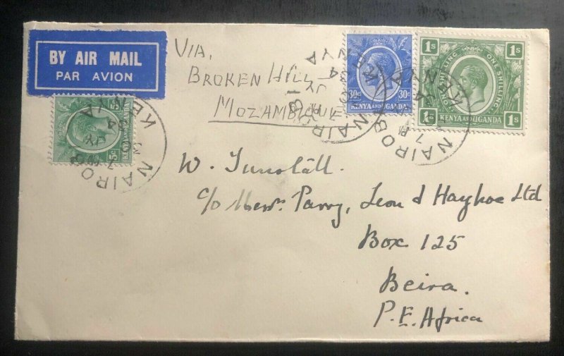 1931 Nairobi Kenya KUT First Flight Airmail Cover FFC To Beira Mozambique