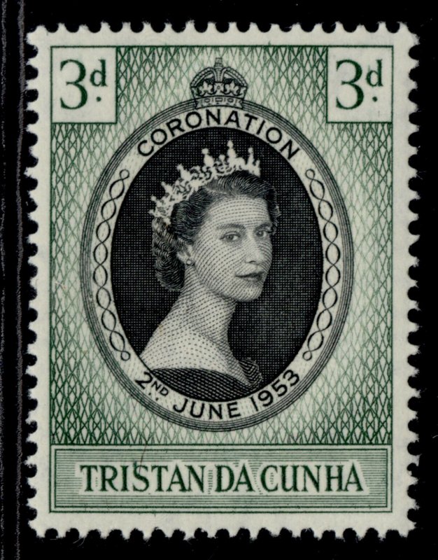 TRISTAN DA CUNHA QEII SG13, 3d 1953 CORONATION, M MINT.