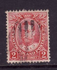 Newfoundland-Sc#105-used 2c carmine KGV -1911-id#14-