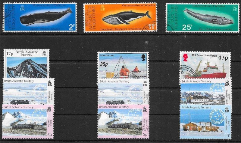 BRITISH ANTARCTIC TERR. S/CARD CONTAINING 12 MNH/USED STAMPS STC 31+