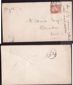 Canada-covers #10477-3c Small Queen-2 ring 21 cancel [ Goderich ]-Huron Cnty-G