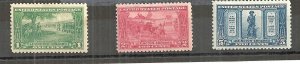 US #617-619 LEXINGTON-CONCORD 1925 ISSUE MNH (1CENT HINGED)