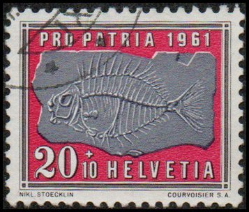 Switzerland B305 - Used - 20c+10c Fish Fossil (1961) (cv $0.40)