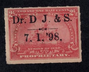 U.S. - RB28 - With Dr. D J & S - 7-1-1898 cancel (full offset on back)