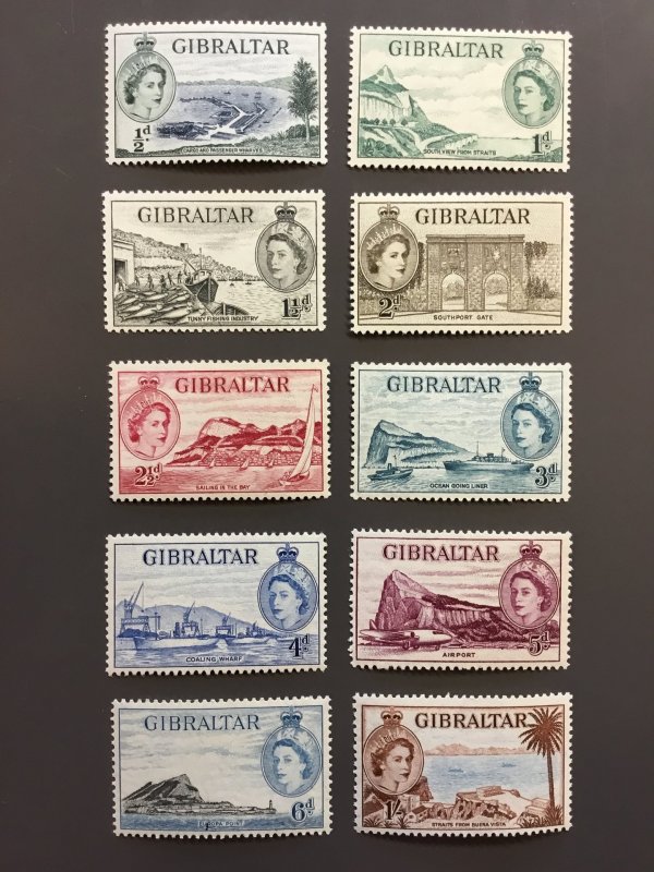 Gibraltar 132-141 F-VF MVLH. Scott $13.25 as hinged.