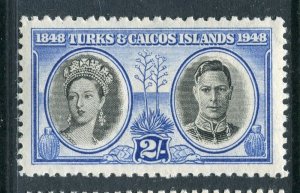 TURKS CAICOS; 1948 early GVI pictorial issue Mint hinged Shade of 2s. value