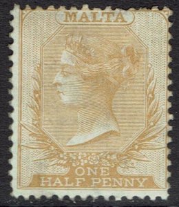 MALTA 1863 QV 1/2D WMK CROWN CC PERF 14