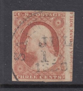 US #11 Plated 60R7 3c Washington IMPRINT (USED) 