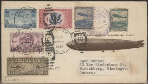 Germany 1936 Hindenburg Zeppelin UNLISTED USA Mi14 Mixed Frank Cover 106958
