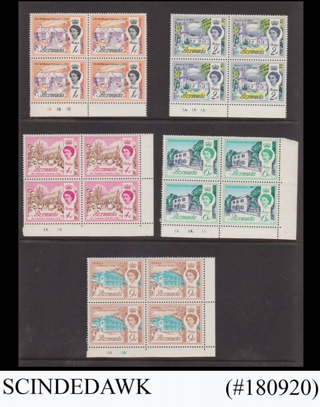 BERMUDA - 1962-65 QEII SCOTT#175,176,178,180 & 182 - BLK-4 - 5V - MNH