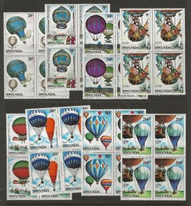 1984 Rwanda Balloon Flight Transportation BLOCKS Set #1183-1190 VF-NH CV $52.00-