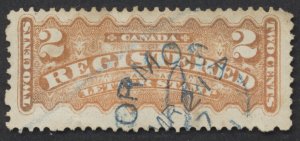 Canada #F1d 2c Registered Letter Stamp Fine Used Blue Formosa CW Split Ring