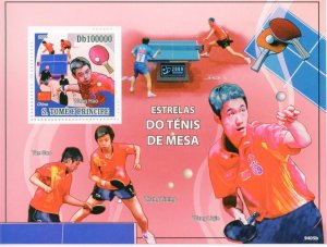 CLOSE OUT SPECIAL SAO TOME TABLE TENNIS YUE GAO SOUVENIR SHEET MINT NH