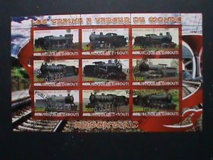 DJIBOUTI STAMP-2010 WORLD FAMOUS TRAINS CTO SHEET VERY FINE   CONDITION