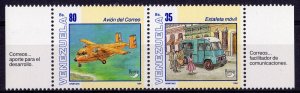 Venezuela 1995 Sc#1515 Airplane-Post Office Van-Transportation PAIR MNH