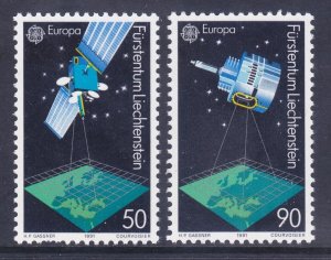 Liechtenstein 955-56 MNH 1991 EUROPA Telecommunications & Weather Satellite Set