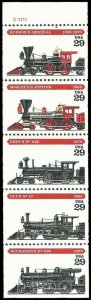 1994 - Steam Locomotive Train Booklet Pane Of 5 29c Stamps, Sc#2843-2847, MNH