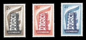 Luxembourg #318-320 Cat$155, 1956 Europa, set of three, never hinged