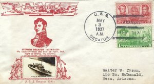 U.S.S. DECATUR- DESTROYER (DD-341) - Crosby cachet - 1937