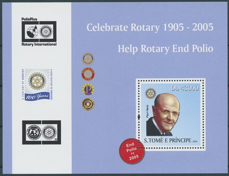 Sao Tome & Principe 2004 MNH Rotary International Stamps Paul Harris 1v S/S II