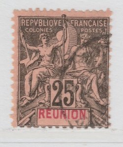 French Colony Reunion 1892-1905 25c Black Used Stamp A20P49F2816-