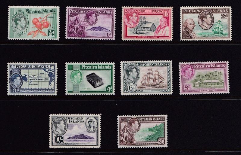 PITCAIRN ISLANDS  1940  S G 1 - 8  SET OF 10  MH CAT £75