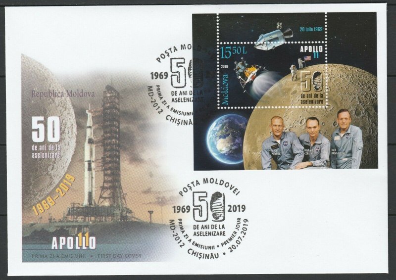 Moldova 2019 Space, Apollo 11 50th Anniversary Moon Landing FDC