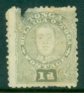 Tonga 1895 King George II 1d grey green (fault, thin, spacefiller) MNG