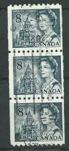 Canada SG 597 Used coil x 3 stamp perf 10