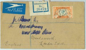 BK0242 - SOUTH AFRICA  -  POSTAL HISTORY - COVER to ENGLAND  1935