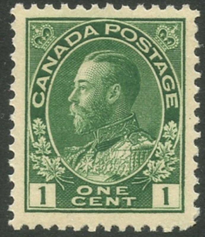 CANADA Sc#104 1911 1c KGV Green ‘Admiral’ OG Mint NH (ab) 