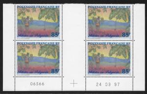 FRENCH POLYNESIA SC# 723 GUTTER B/4 #16566  FVF/MNH 1997