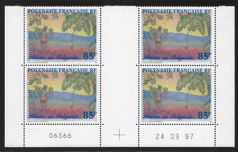 FRENCH POLYNESIA SC# 723 GUTTER B/4 #16566  FVF/MNH 1997