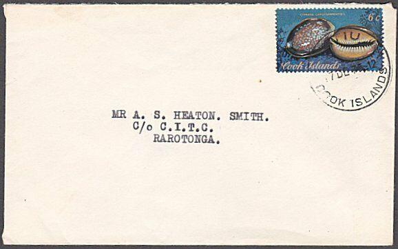 COOK IS 1975 local cover 6c shell - ATIU cds...............................54350