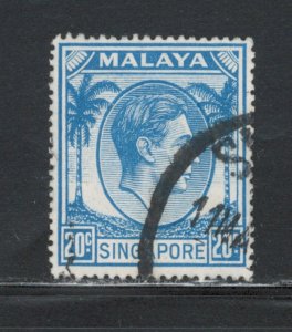 Singapore 1952 King George VI 20c Scott # 13 Used