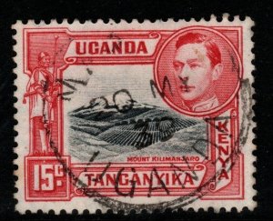 KENYA, UGANDA & TANGANYIKA SG137 1938 15c BLACK & ROSE-RED p13¼ FINE USED